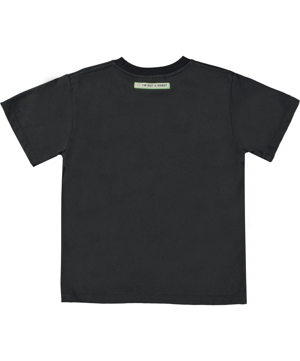 Riley - I`M Not A Robot - Schwarzes Öko-T-Shirt mit Pop-up-Computerdruck